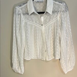 Zara Cream Lace Blouse